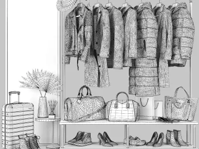 Hallway decorative set Clothing Rack 1 3D model