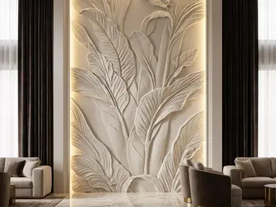 modern panel wall decor set relief stl mural CNC 254 3D model