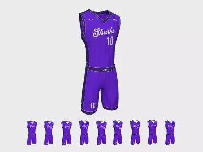 Basketball Fantasy Team Sharks Uniform - Character Design Low-poly 3D model
