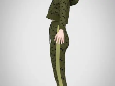 Track Suit with hoodie Two Color Variants Clo3D  3D model