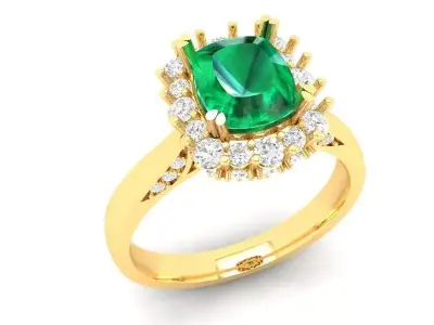 Luxury Gemstone Halo Ring for Women 479 3D print model