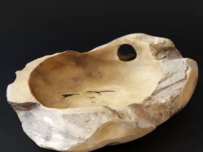 Decorative wooden bowl with pears 3D model
