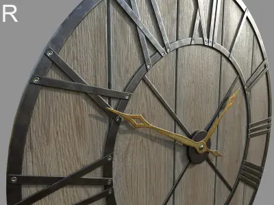 Decorative Rustic Wall Clock Low-poly 3D model