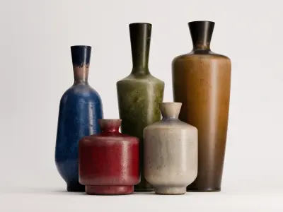 Stoneware Vases Set 01 Low-poly 3D model