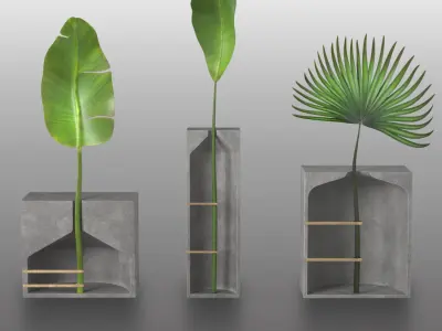 Modern concrete Pots Free 3D model