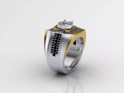 Diamond man ring white and yellow 3D print model 3D print model