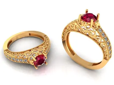 Women Ring 27 light weight engagement diamond ring for women 3D print model