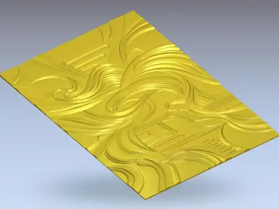 Modern Abstract Relief Panel Wall Decor Set STL Mural CNC 316  3D model