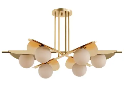 Kernel-2366-6P modern brass chandelier with six glass balls 3D model