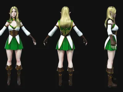 Archer Elf Low-poly 3D model
