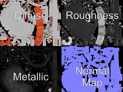 Electric Motor Model Pack with Detailed Components Low-poly 3D model