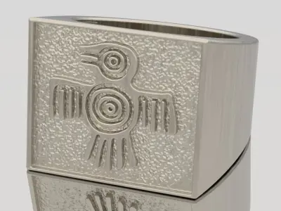 ring signet eagle indian 3D print model