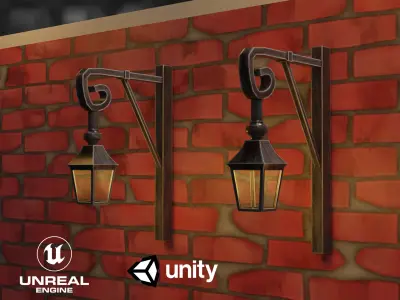 French Street Vintage or old Stylized light Game ready asset Low-poly 3D model