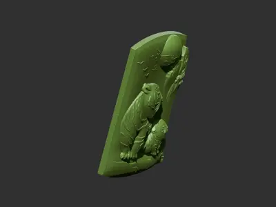 tigers statue of tiger and baby 3D print model