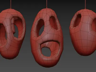 Sculptural Japandi Pendant light 3D model