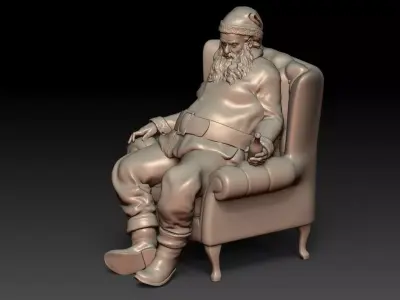 Santa Claus Tired Drinking 3D print model
