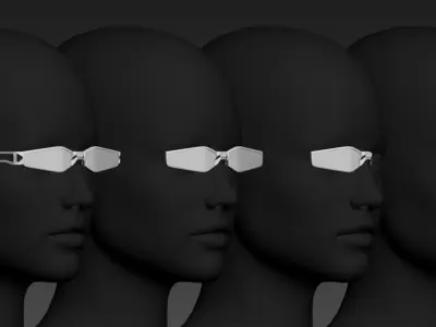 HighPoly Set of two Glasses and two Monocle 3D model