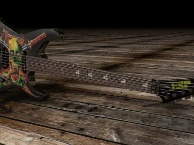 George Lynch Snake Skull Guitar 3D model