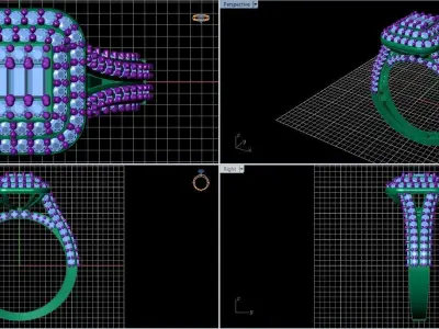 Luxury Baguette Cut Engagement Ring with Exquisite Detailing Free 3D print model