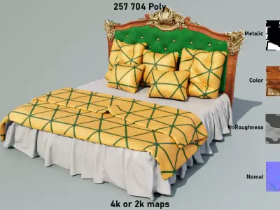 LuxuryBed Low-poly 3D model