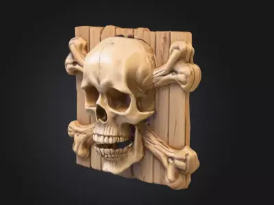 Skull and Crossbones Emblem Low-poly 3D model