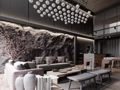 Mid Century interior scene 3D model