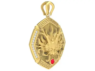 Luxury Chinese Dragon Pendant 3D Model 3642 3D print model