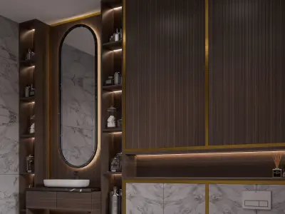 Bahtroom modern bathroom with marble floors and walls Free 3D model