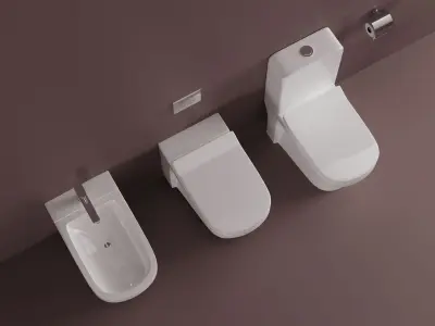 Toilet and Wall-Hung Toilet 3D Model 3D model