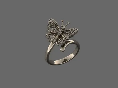  ring 3D print model butterfly 3D print model