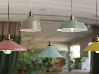 5 Collection  Pendant vintage color lamps 3D model