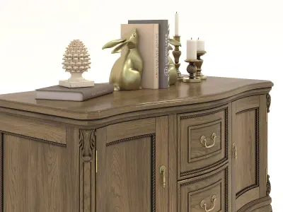 Classic European style Sideboard and Decoration 6 3D model