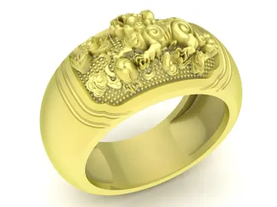 Luxury Rectangular Dragon Head Ring for Men  3839 3D print model