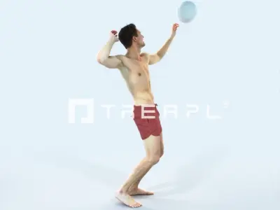 Virtue 04K Beach Serving Sports Man Low-poly 3D model