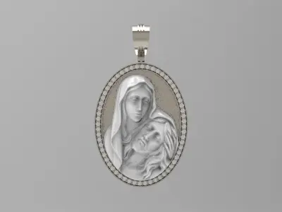 MOTHER MERY AND JESUS PENDANT N - 223 3D print model