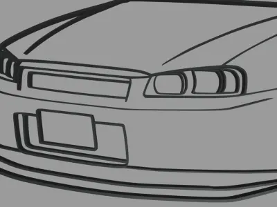 Nissan Skyline GTR R34 Wall Silhouette 3D print model