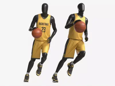 Male Mannequin in Basketball Uniform in Action 02 3D model