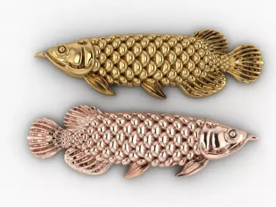 arowana fish relief 3D print model