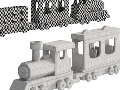  TRAIN LOCOMOTIVE AND CARS 3D model