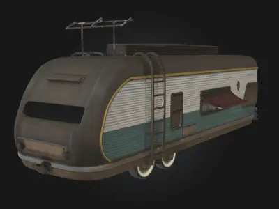 Retro Futuristic Caravan  Tomorrows Travel Yesterdays Style 3D model