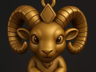 Bighorn sheep Animal Pendant 3D print model