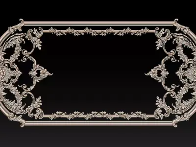 Ornamental Relief CNC Model for Wooden Doors and Wall Panels 1B 3D print model