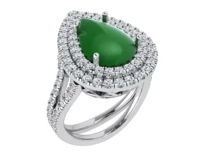 Pear Double Halo Ring 3406 3D print model