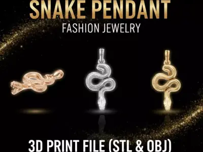 Snake Pendant  Modern Serpent Jewelry 3D Print Model 3D print model
