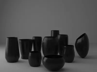 Set of 10 vases 3D model