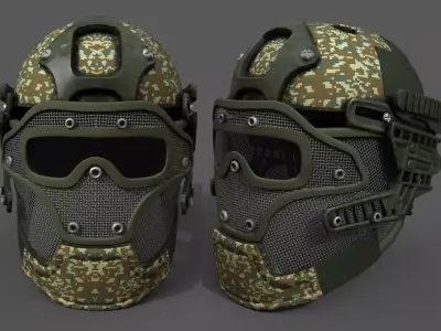 Helmet military combat soldier scifi fantasy human protection  Low-poly 3D model