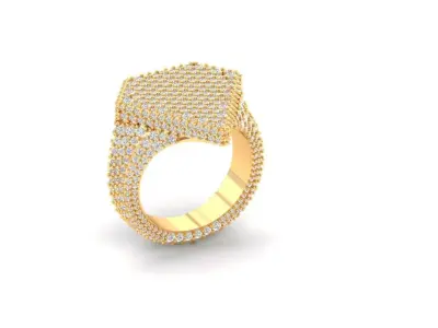 SIGNET DAIMAOND RING 3D print model