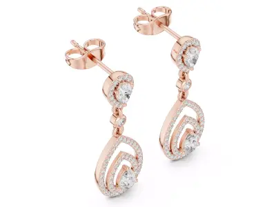   Teardrop Diamond Dangle Earrings 3D print model