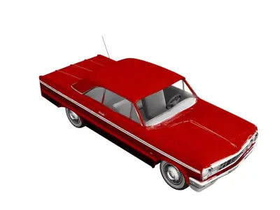 1966 Classic American Coupe Car Vintage Full Size Vehicle 3D model