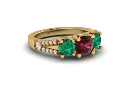 3 Stone Engagement Ring 3D print model
